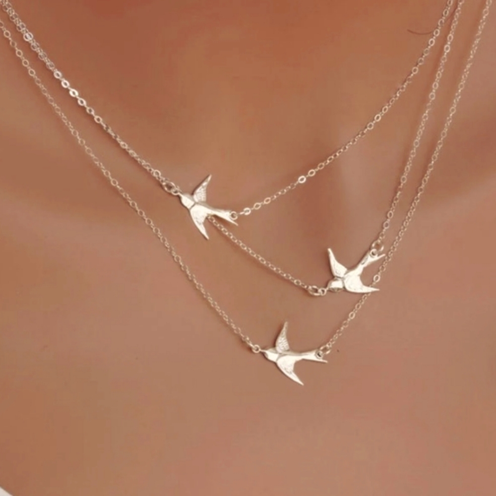 Birds layered necklace set